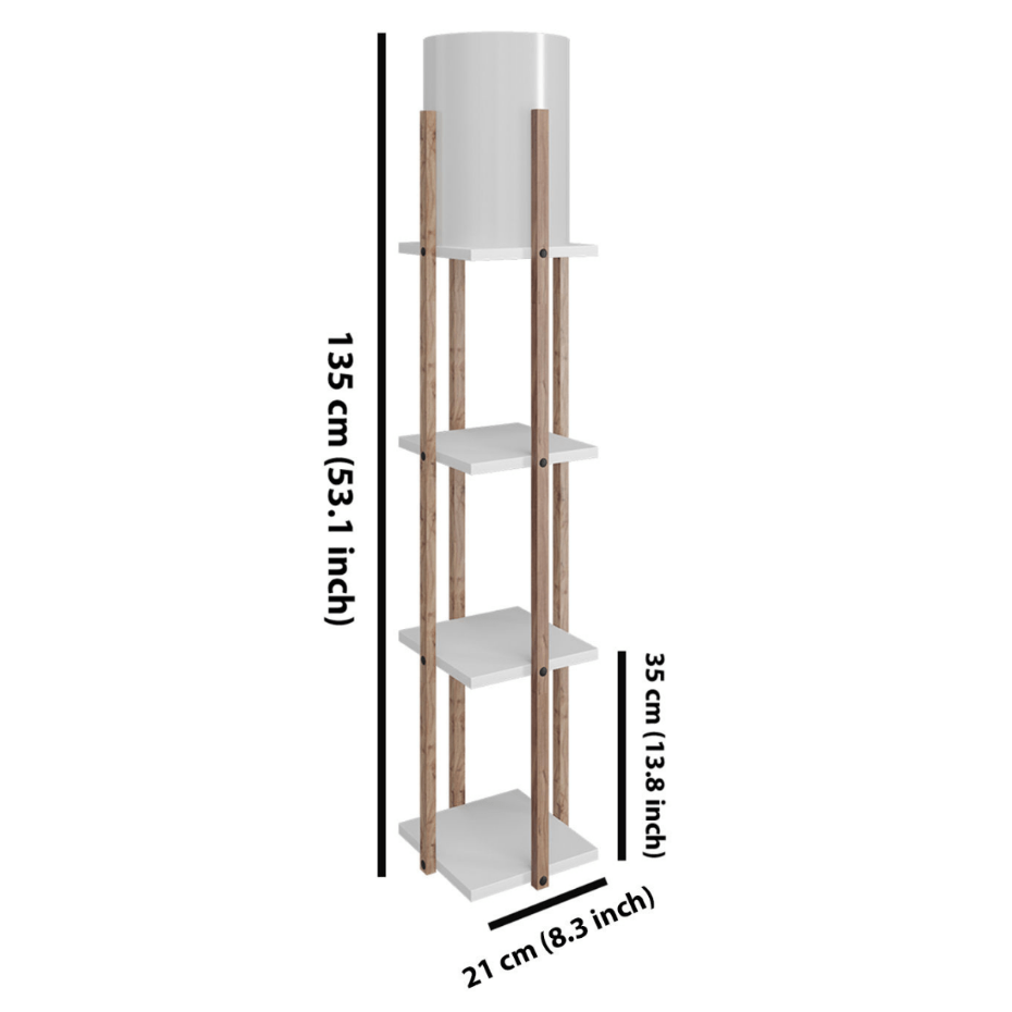 Lampe avec 3 étagères carrées H135 cm - NORA