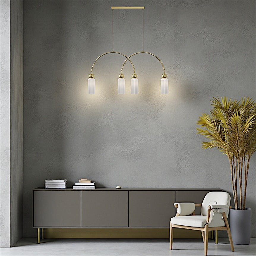 Suspension double arche 4 lampes rétro SOLANA