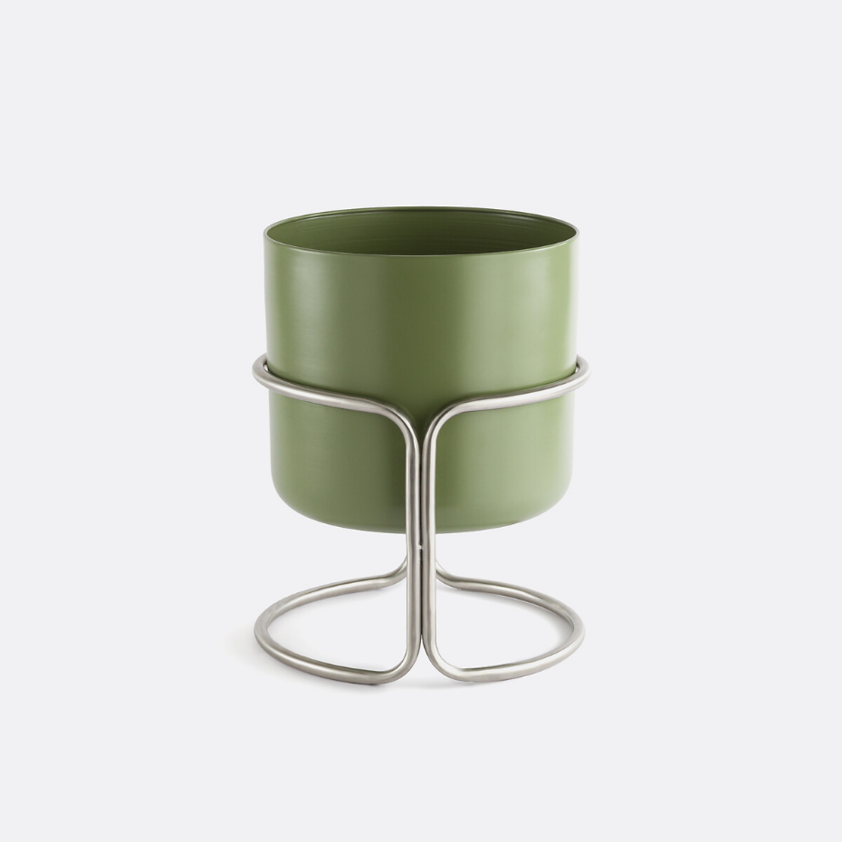 Cache-pot sur pied en métal fer Ø37,5 cm, Giorgio