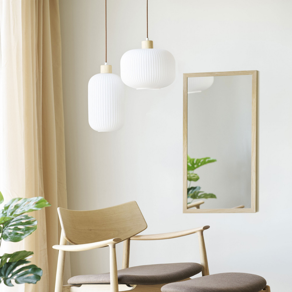 Suspension en verre et bois 20x38cm- ARGALO