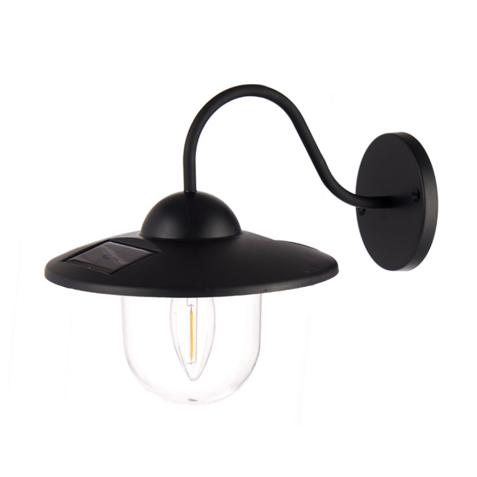 Lampe solaire murale en plastique noir