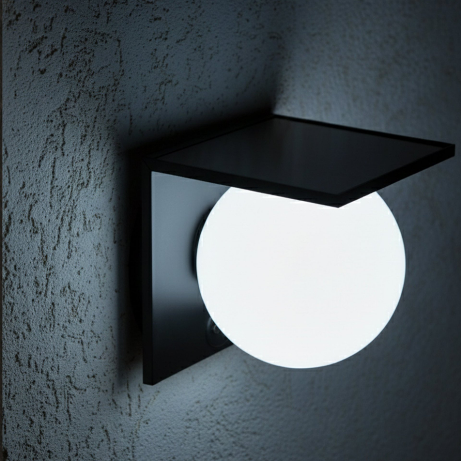 Applique murale solaire BOLLY noir sensor H14cm