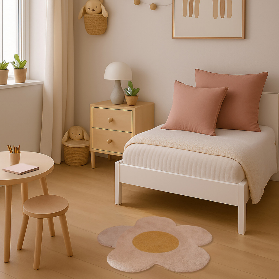 Tapis marguerite enfant en coton tufté FLEUR