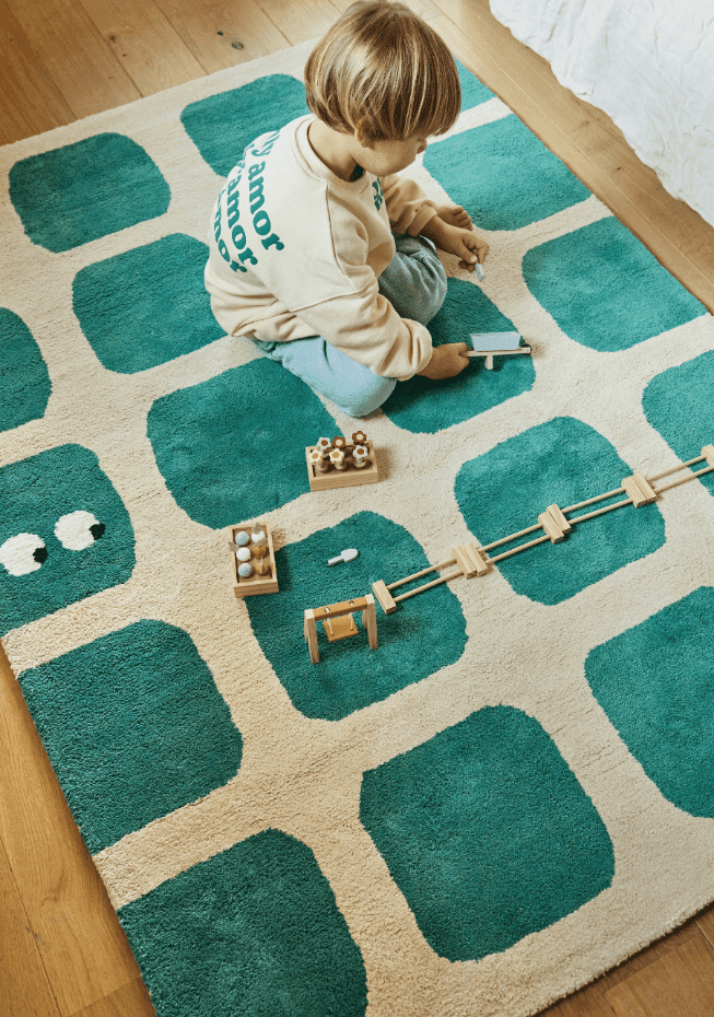 Tapis enfant rectangulaire épais, Coton bio GOTS, BIDULES