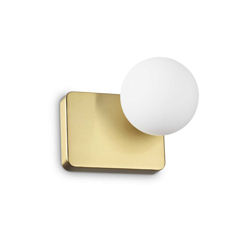 Applique dorée Penta 1 globe verre blanc soufflé