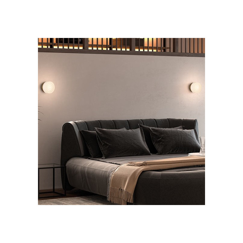 Petite Applique Led Sun Laiton Verre Blanc Opaque