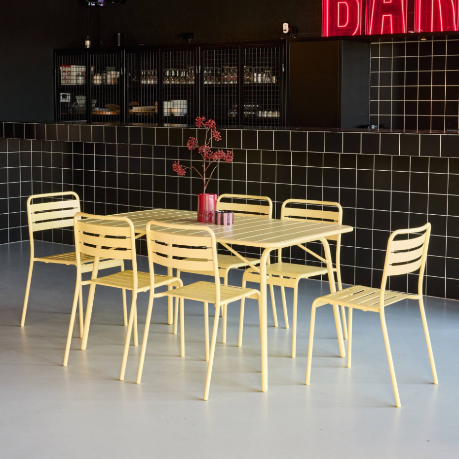 Table de jardin pliante métal + 6 assises AMÉLIA