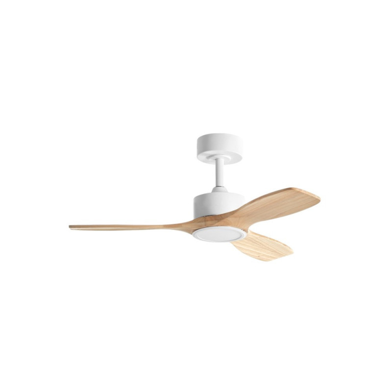 Ventilateur de plafond lumineux blanc et bois Santorini XS