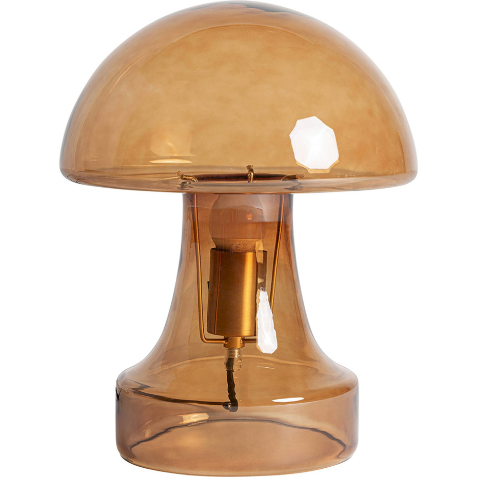 Lampe à poser en verre et acier doré