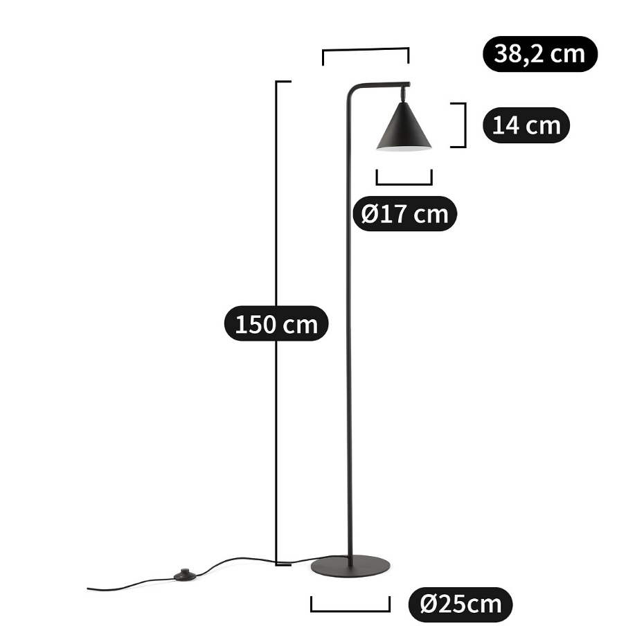 Lampadaire orientable en métal fer, Hiba