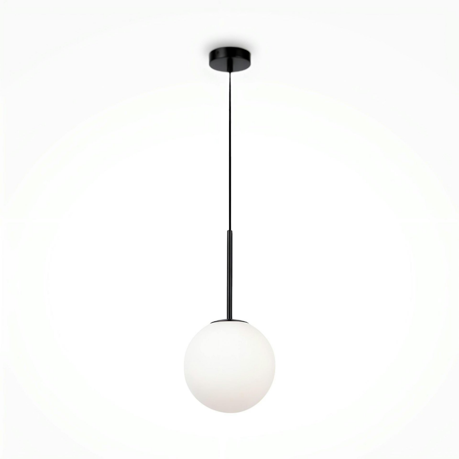 Suspension globe noire - verre dépoli 20 cm DELTONA
