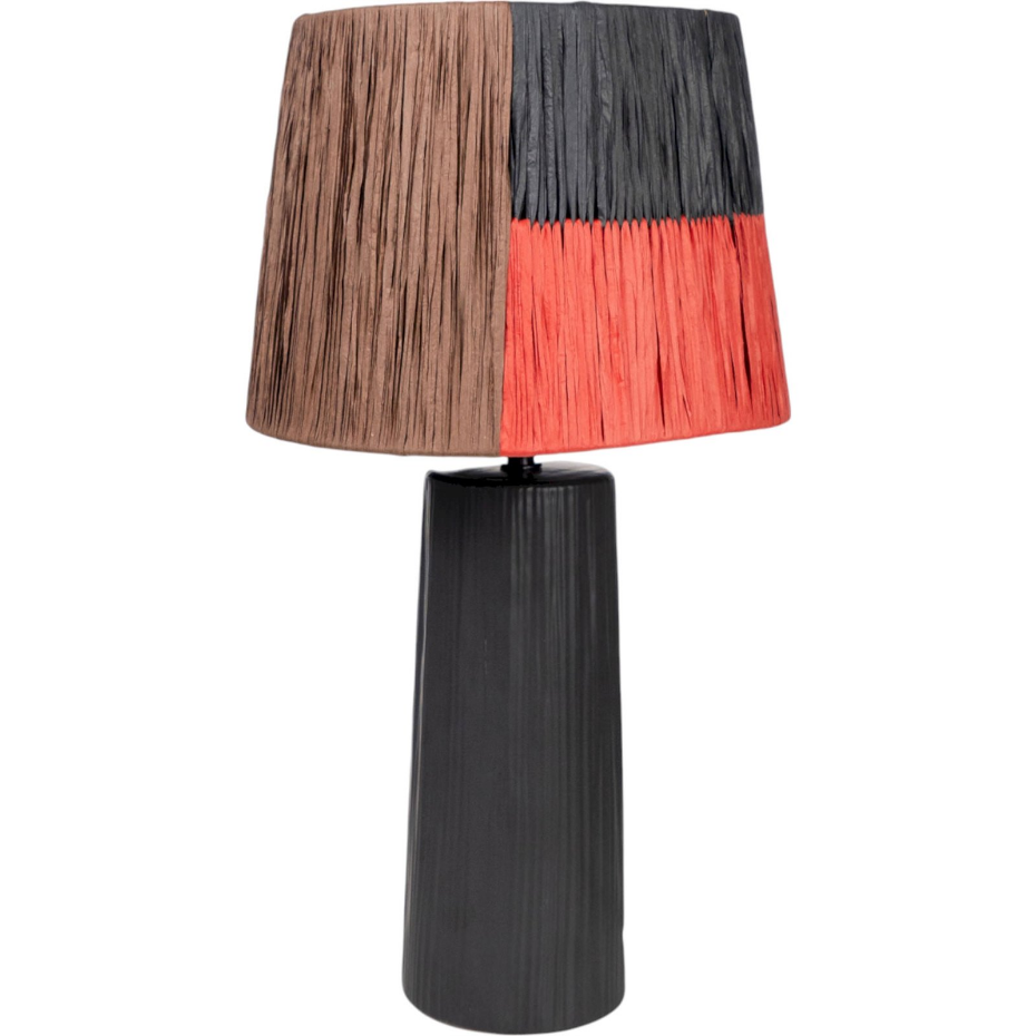 Lampe à poser en céramique avec abat-jour en corde