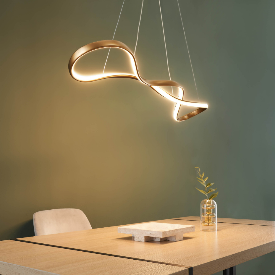 Suspension LED dorée effet vague - MARCELINE