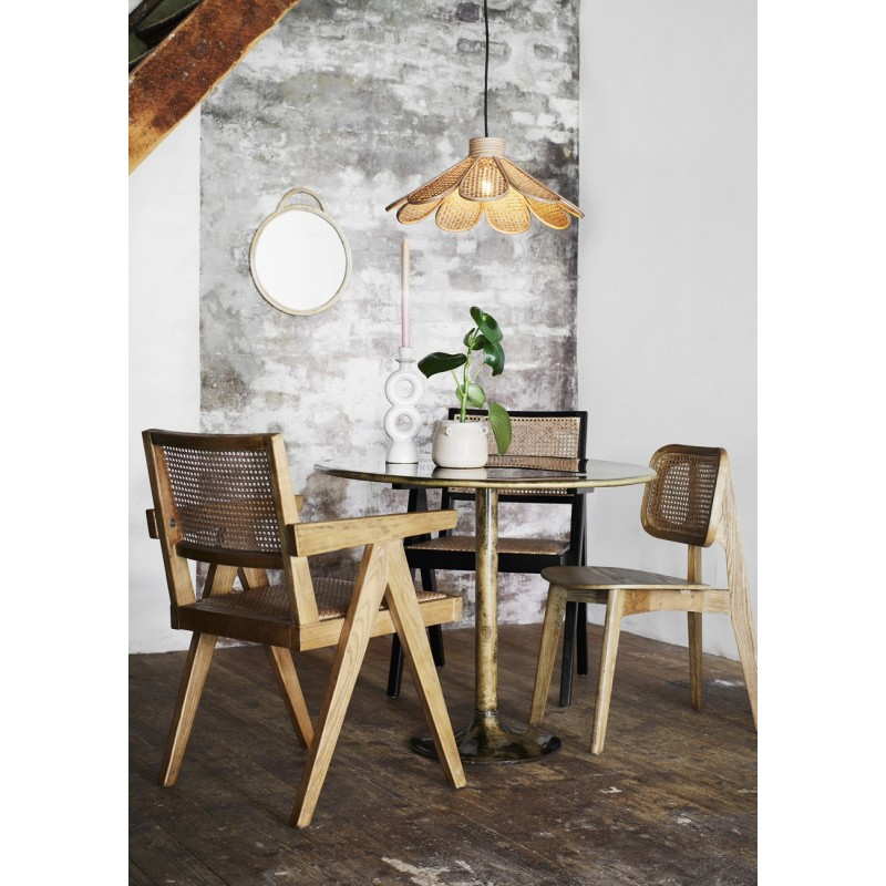 Suspension fleur rotin bambou