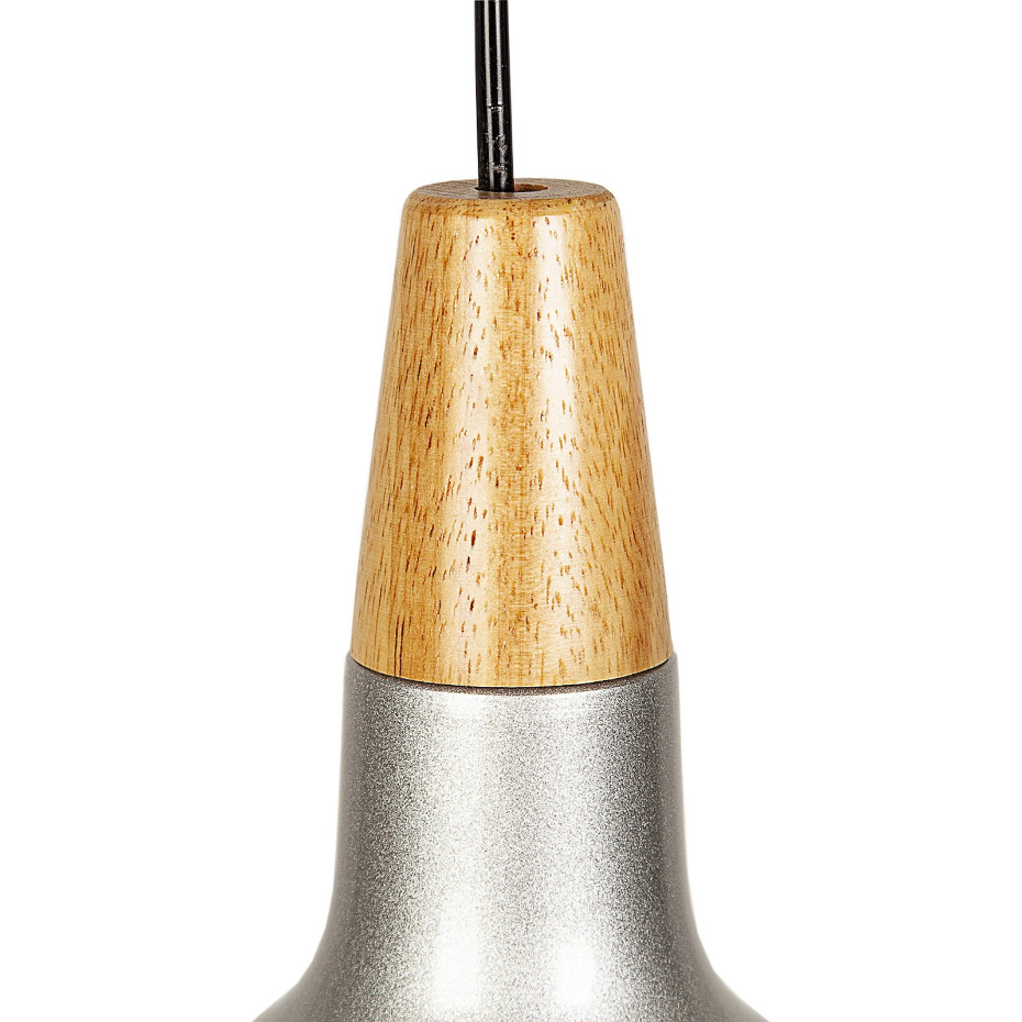 Suspension ronde en aluminium et bois