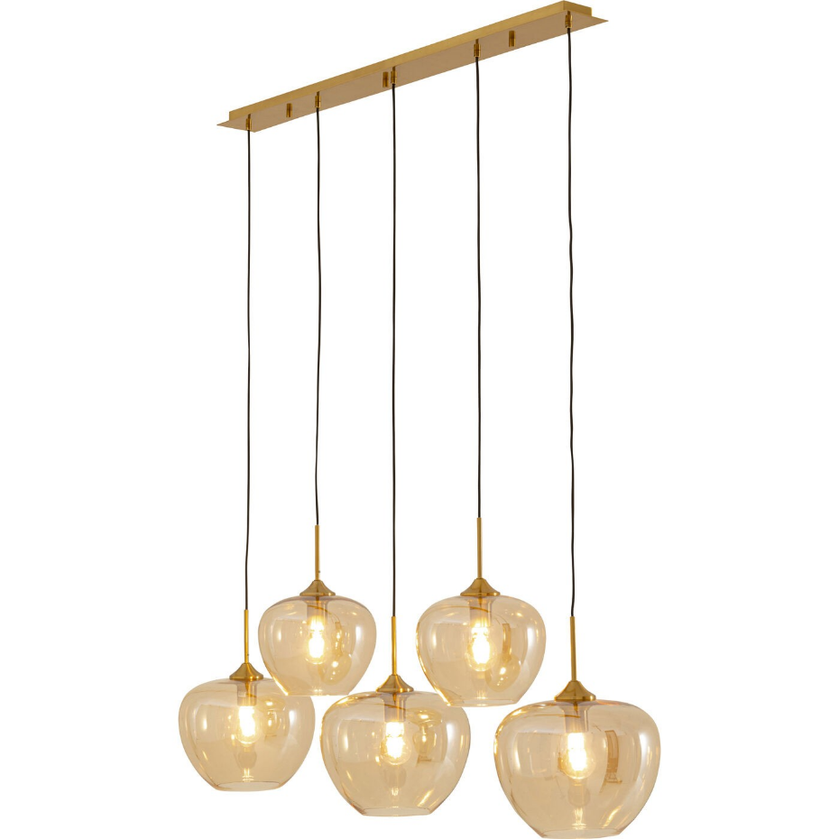 Suspension en verre et acier 5 abat-jours, SPHERE