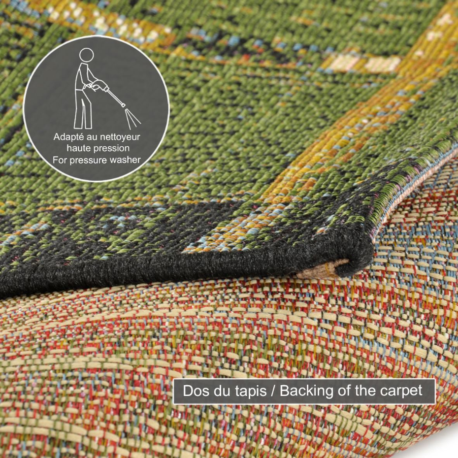 Tapis d'extérieur tissé plat à motifs géométriques - Aurora