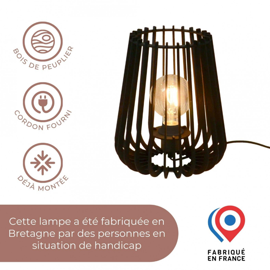 Lampe à poser en bois de peuplier, ELSA