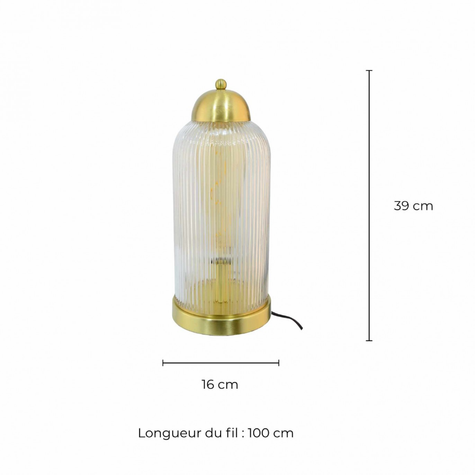Lampe à poser en verre strié et métal, FALINE