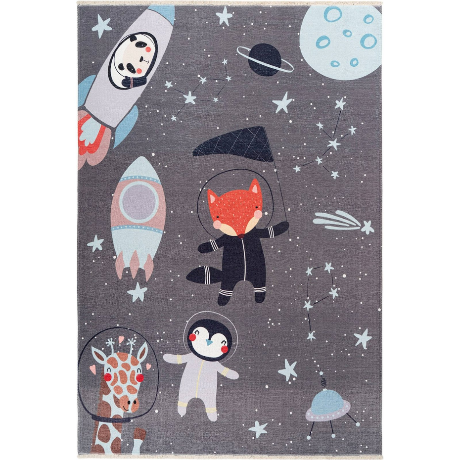 Tapis enfant en coton motif espace rectangulaire