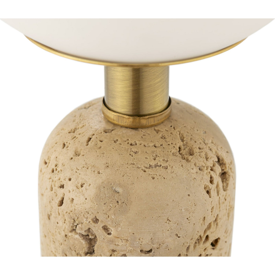 Lampe de table en marbre travertin et verre
