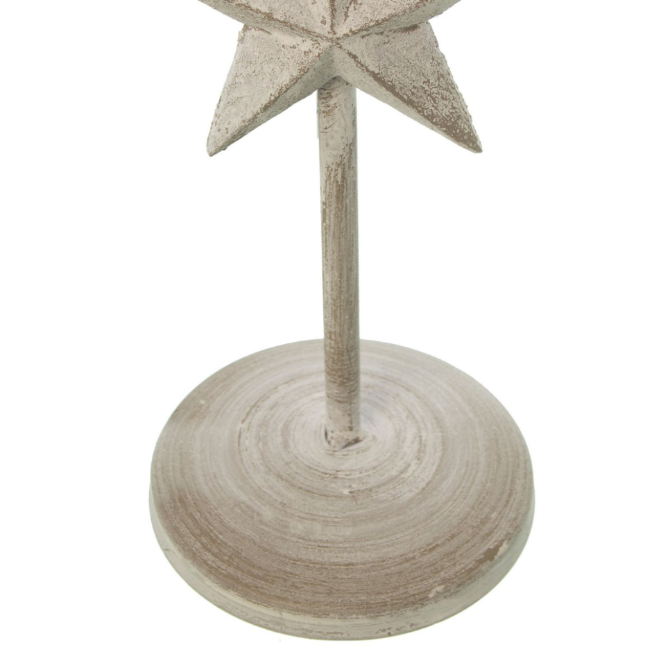 Lampe à poser étoile en métal gris et abat-jour beige