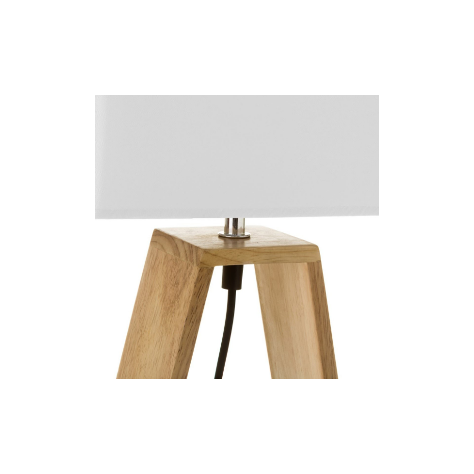 Lampe à Poser Triangle Bois et Abat-jour Blanc - Hauteur 41cm