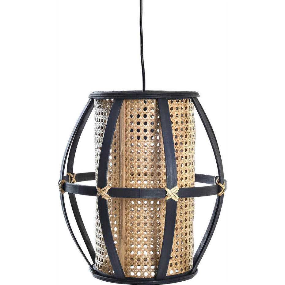 Suspension ronde en bambou et rotin Colonial
