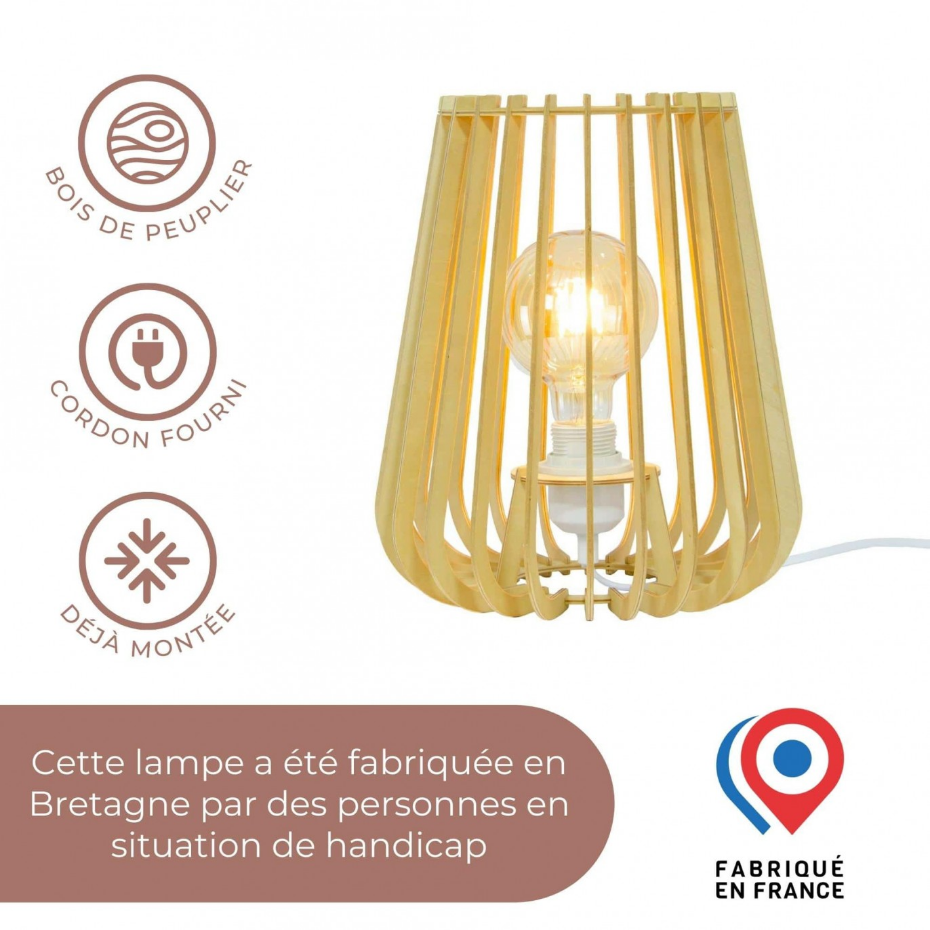 Lampe à poser en bois de peuplier, ELSA