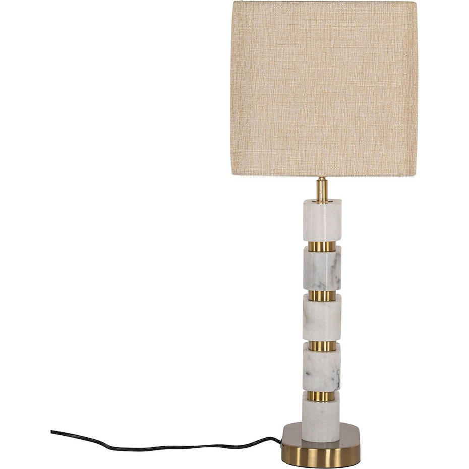 Lampe à poser en marbre avec abat-jour rectangulaire