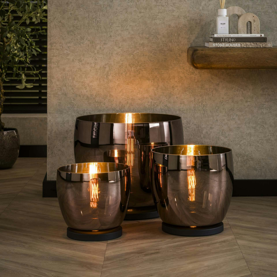 Lampe de salon moderne avec vasque en verre cuivré 41 cm NIAGARA