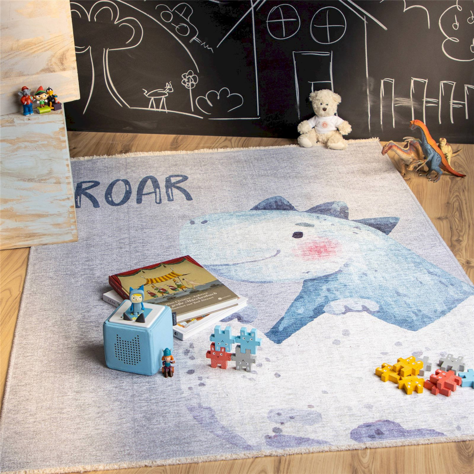 Tapis enfant en coton motif dinosaure roar