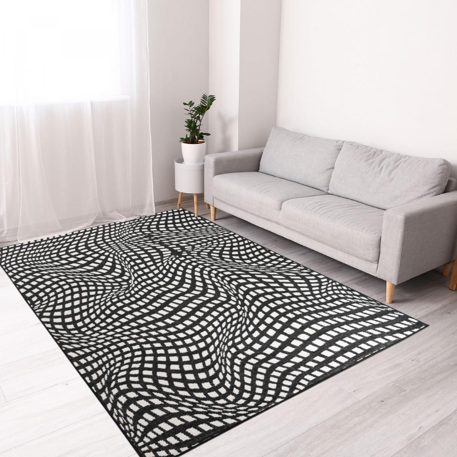 Tapis extérieur, kilim reversible LYN2 BK REVERSIBLE