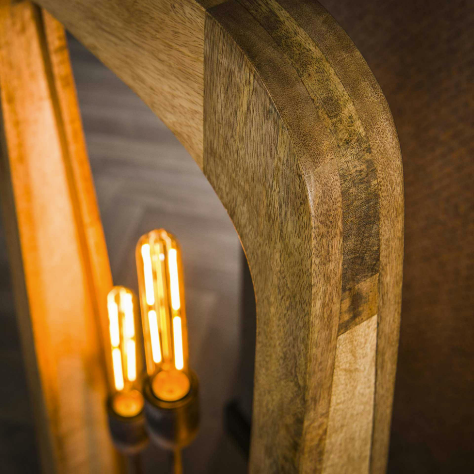 Lampadaire en bois de manguier forme organique 3 lampes LUCKNOW