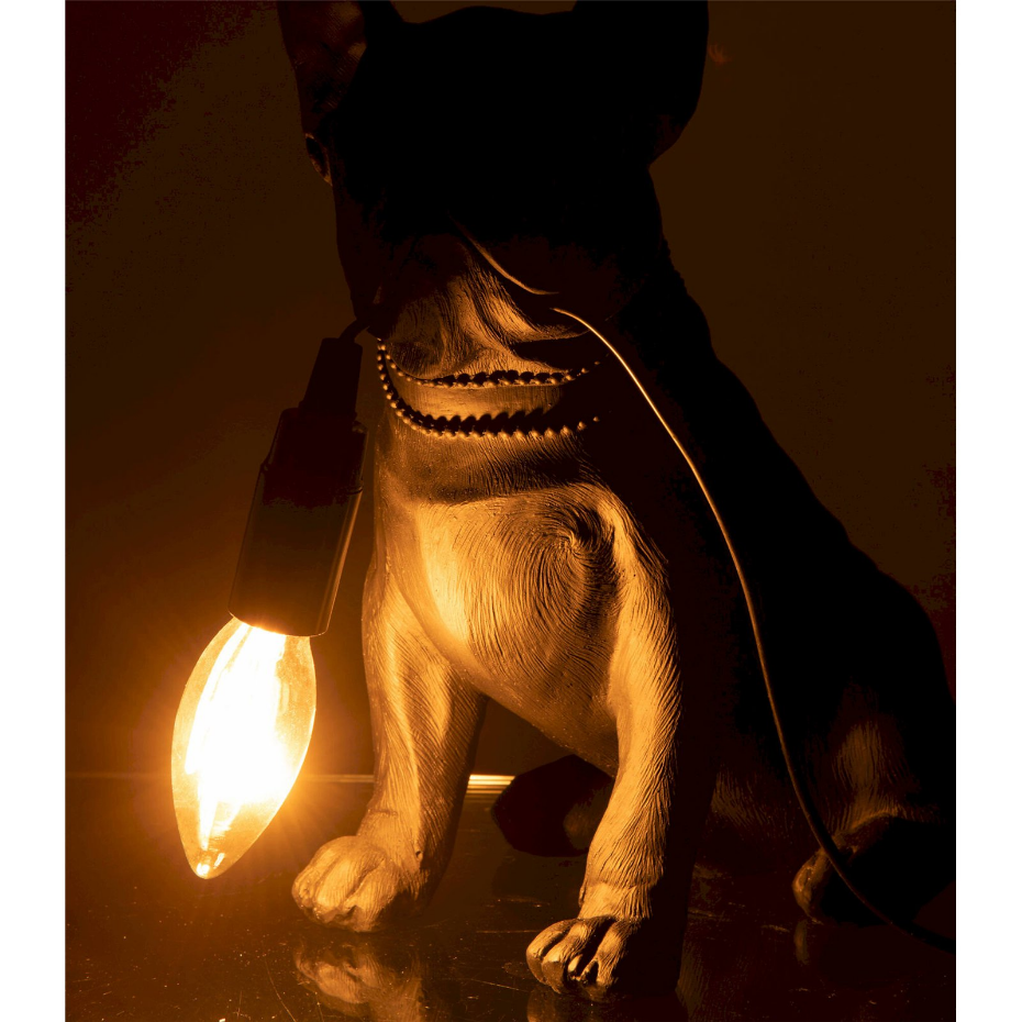 Lampe décorative bulldog en résine format organique