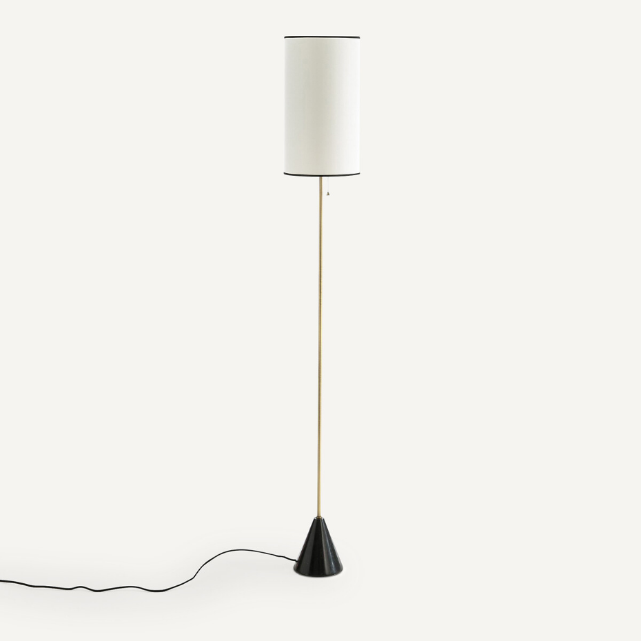 Lampadaire marbre et métal fer laiton Sophonie