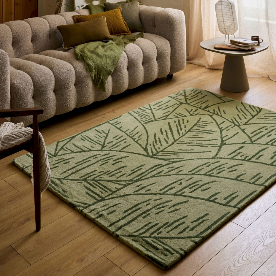 Tapis rectangulaire en laine et coton Cèdre