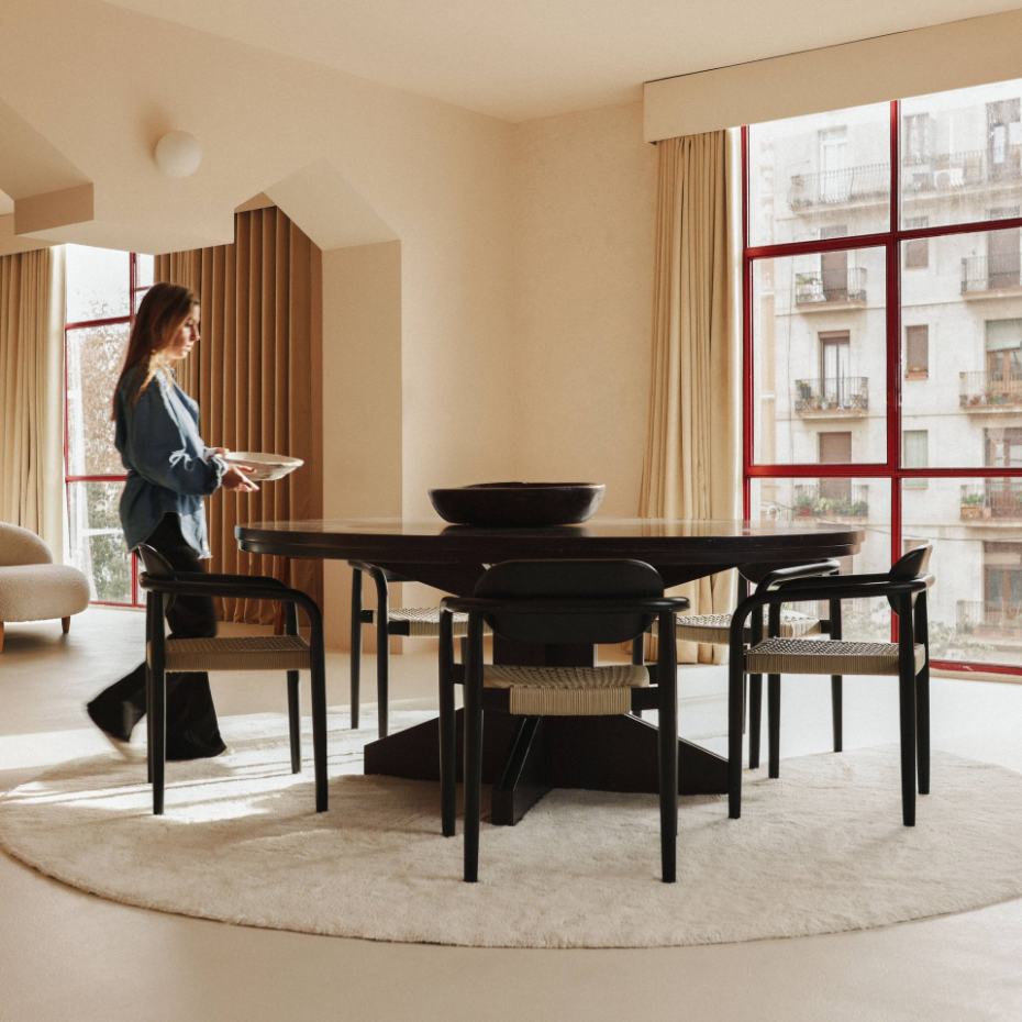 Tapis rond en laine Silhouettes