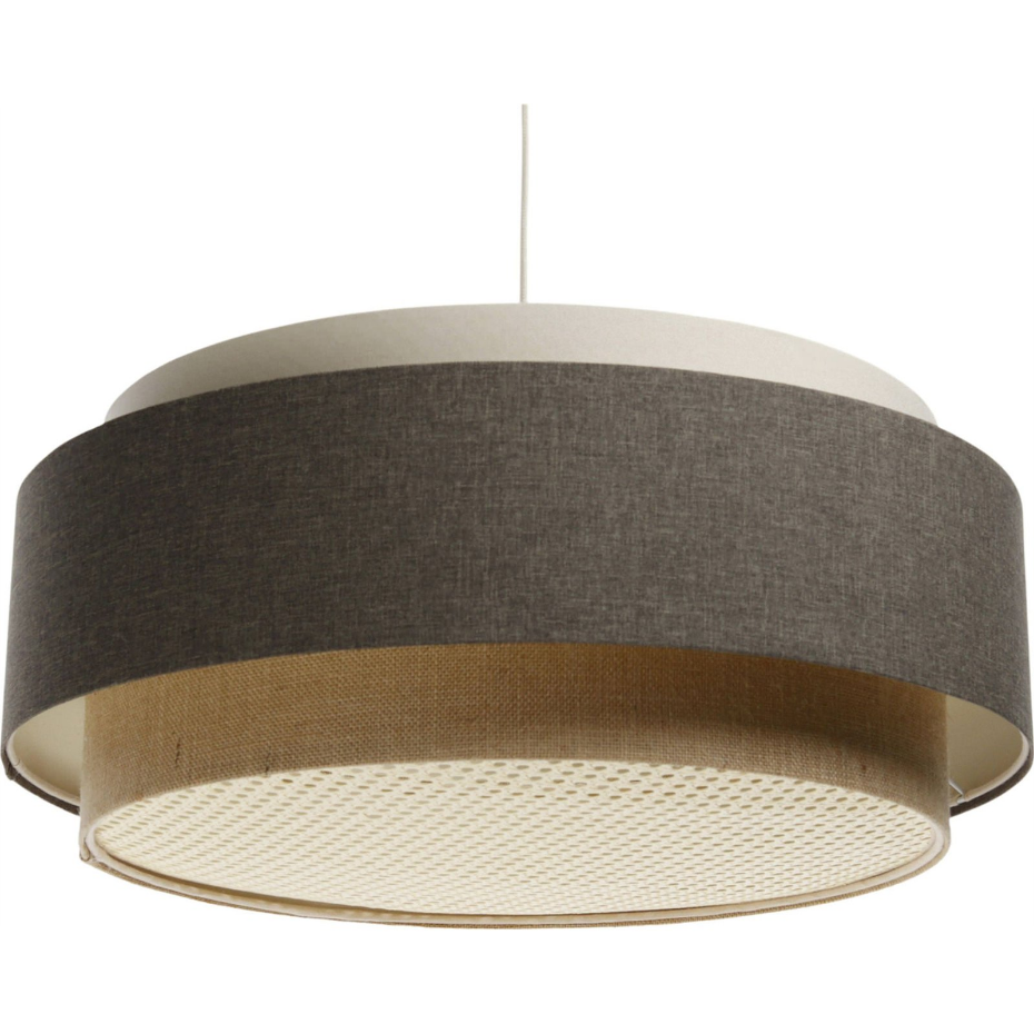 Suspension ronde en tissu et rotin Boho Elegant