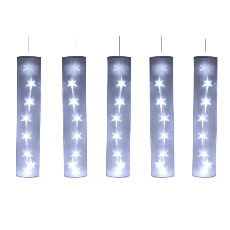5 Tubes Lumineux Blancs avec Étoiles LED 40 LED