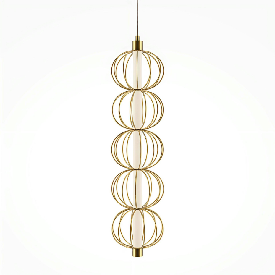 Suspension design LED avec sphères en métal doré EDEN