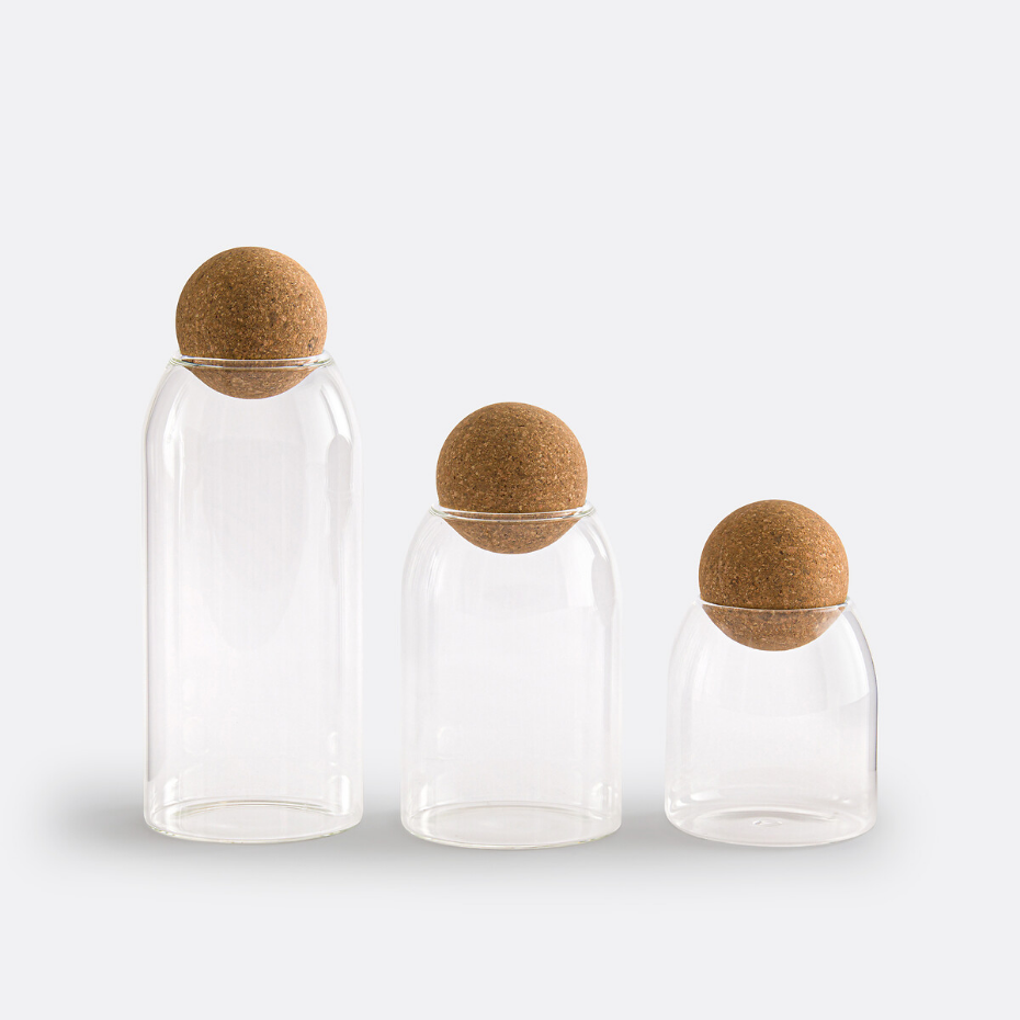 Lot de 3 bocaux en verre, Korka
