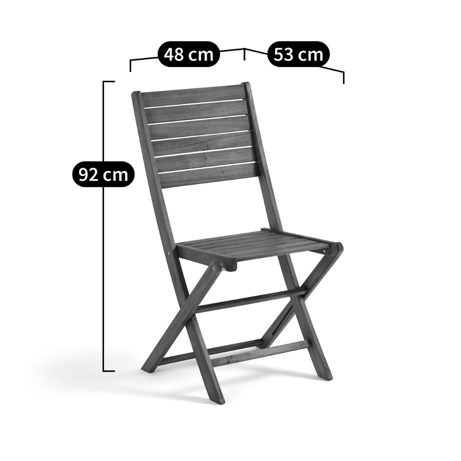 Lot de 2 chaises de jardin en acacia, Napli