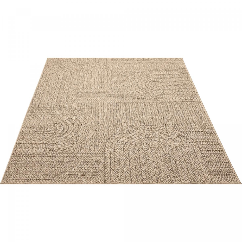 Tapis extérieur intérieur LYN13 REZA aspect jute motif arc-en-ciel ton sur ton