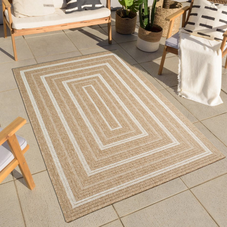 Tapis de salon intérieur extérieur motifs rectangles Nature