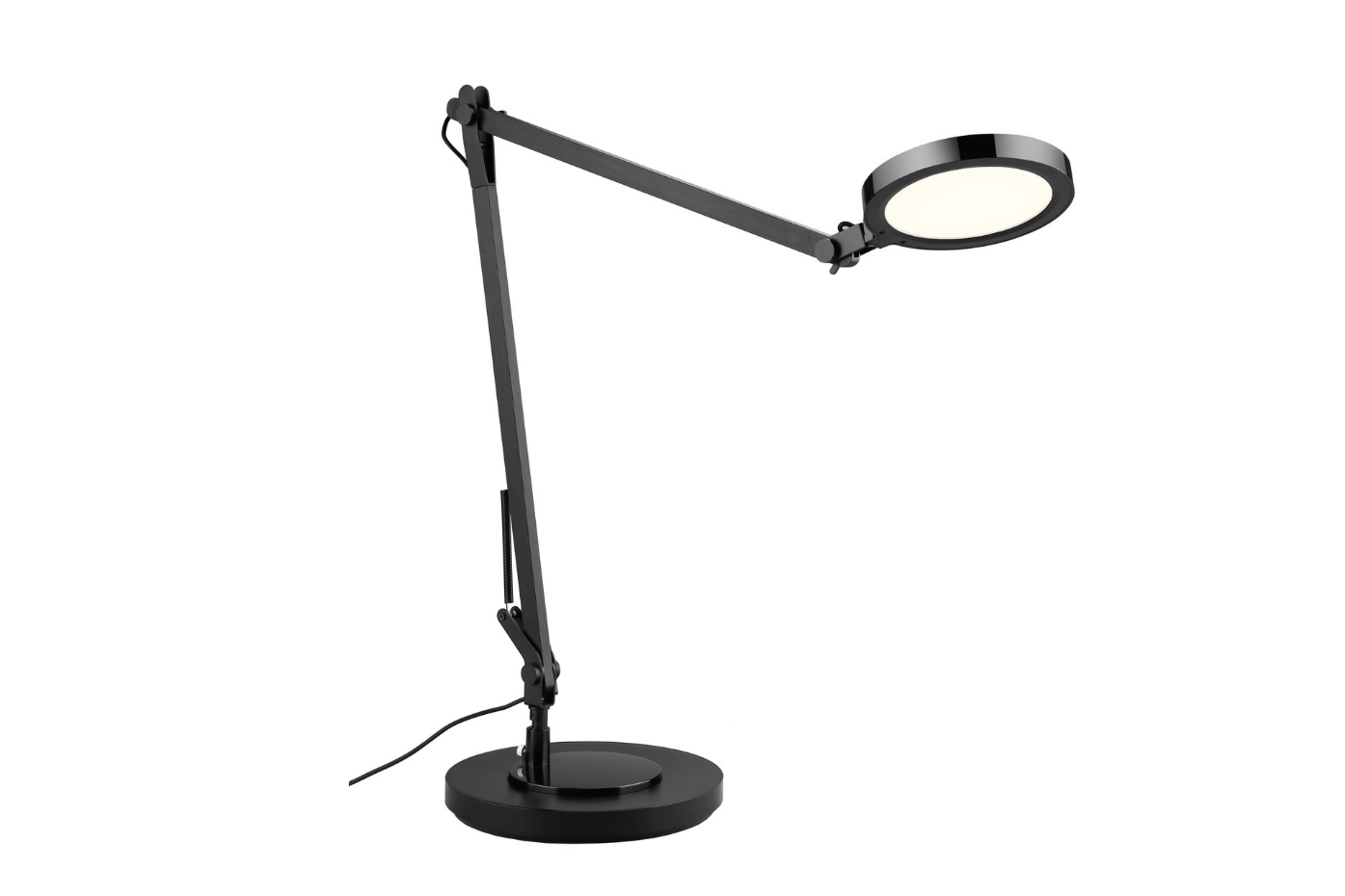 Lampe de bureau acier, aluminium sur socle BIVO