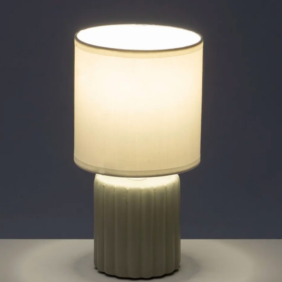 Lampe à poser céramique beige taupe 13x13x24cm