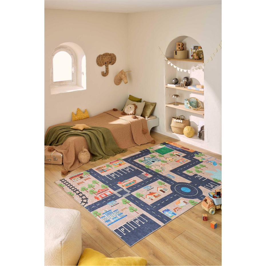 Tapis rectangulaire en polyester imprimé HAPPY