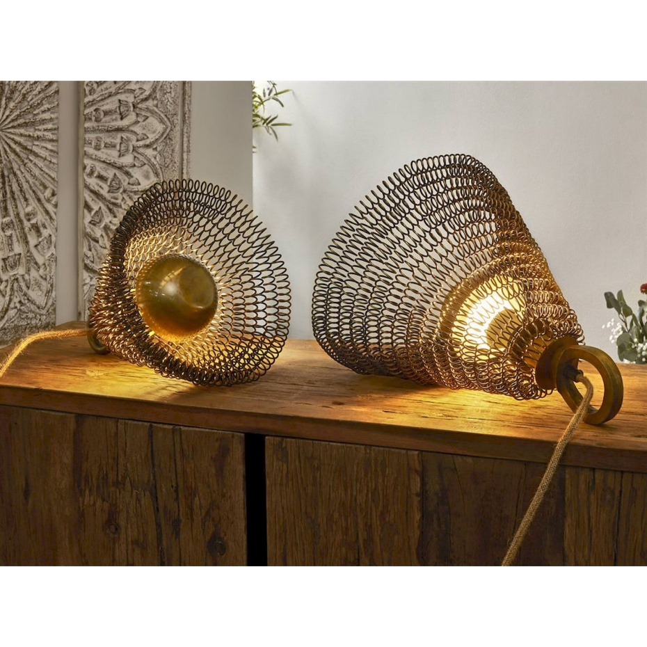 Lampe de salon spirale en métal finition  vieilli