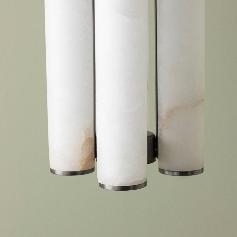 Lustre vertical en albâtre et métal H55 cm - MONTAIGNE